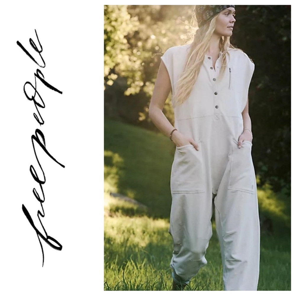 Free People Cream Jumpsuit